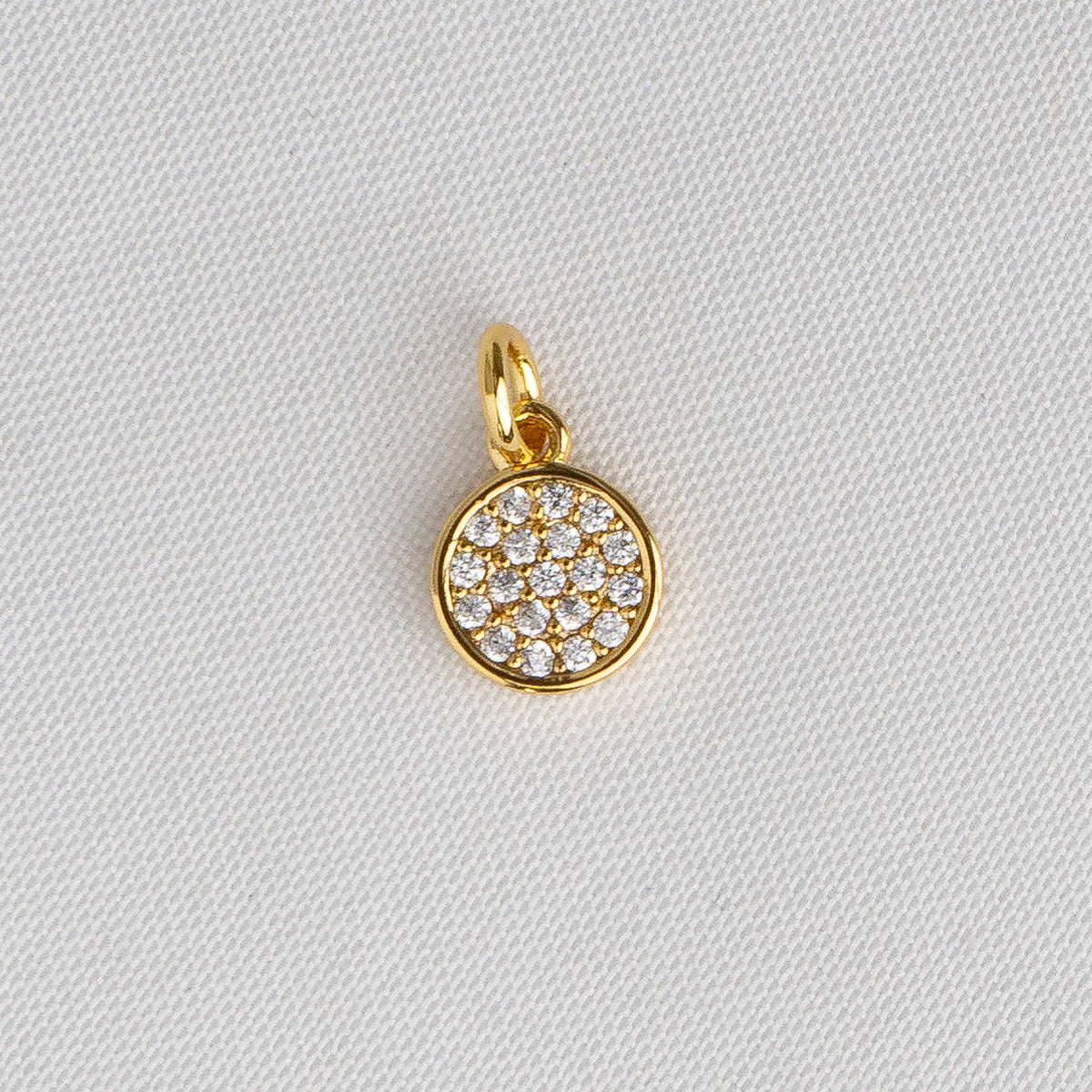Tiny Micro Paved Circle DIY Charm Liontin Bulat Kecil Hypoallergenic Gold Plated