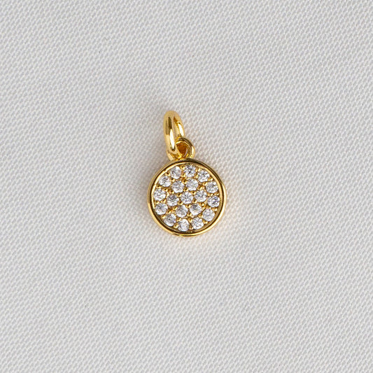 Tiny Micro Paved Circle DIY Charm Liontin Bulat Kecil Hypoallergenic Gold Plated