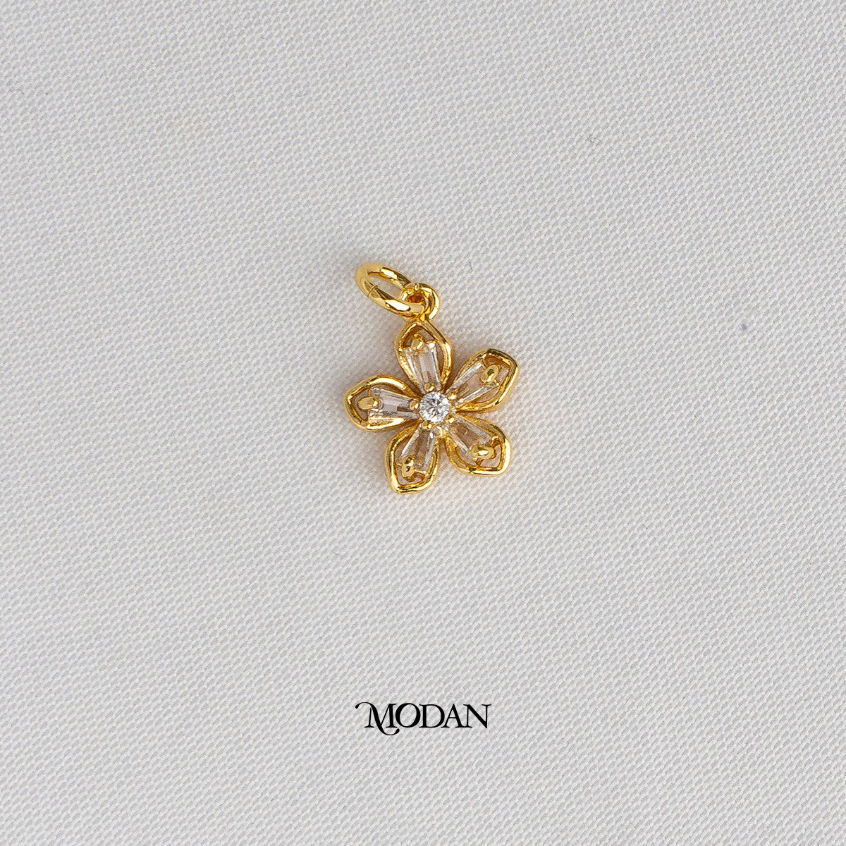 Pink Clear Blooming Flower DIY Charm Liontin Bunga Mekar Hypoallergenic Gold Plated