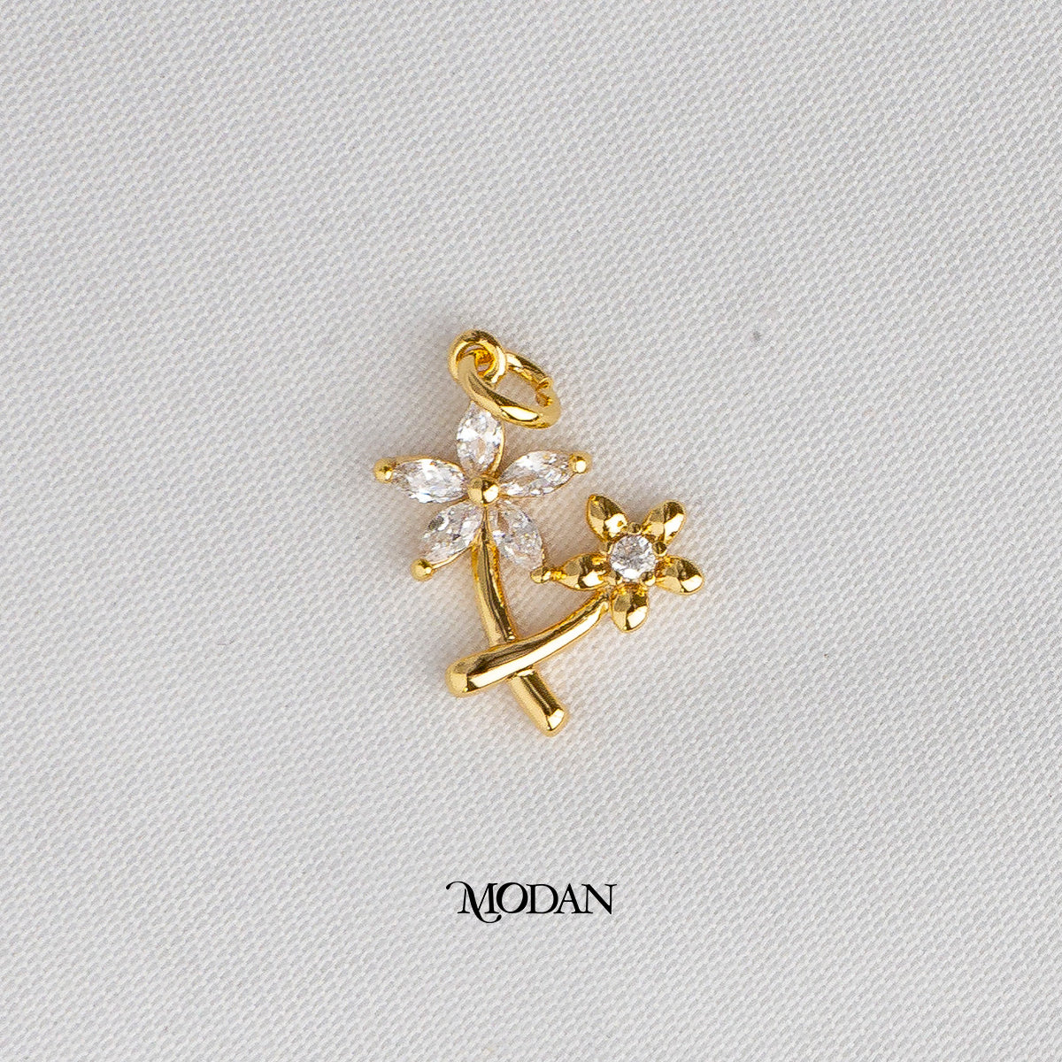 Mini Double Daisy Flower DIY Charm Liontin Bunga Daisy Hypoallergenic Gold Plated