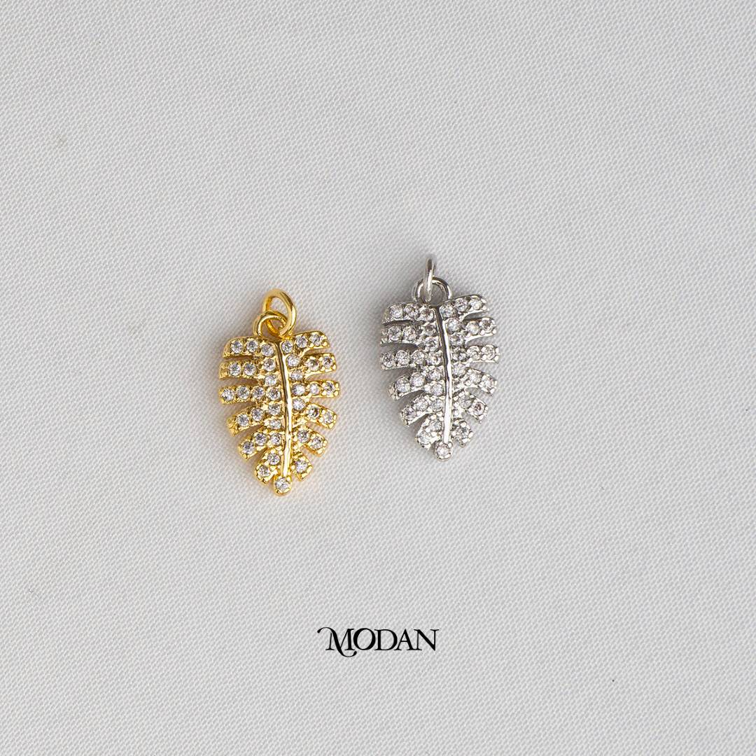 Beach Style Palm Leaf DIY Charm Liontin Daun Pantai Hypoallergenic Gold Plated
