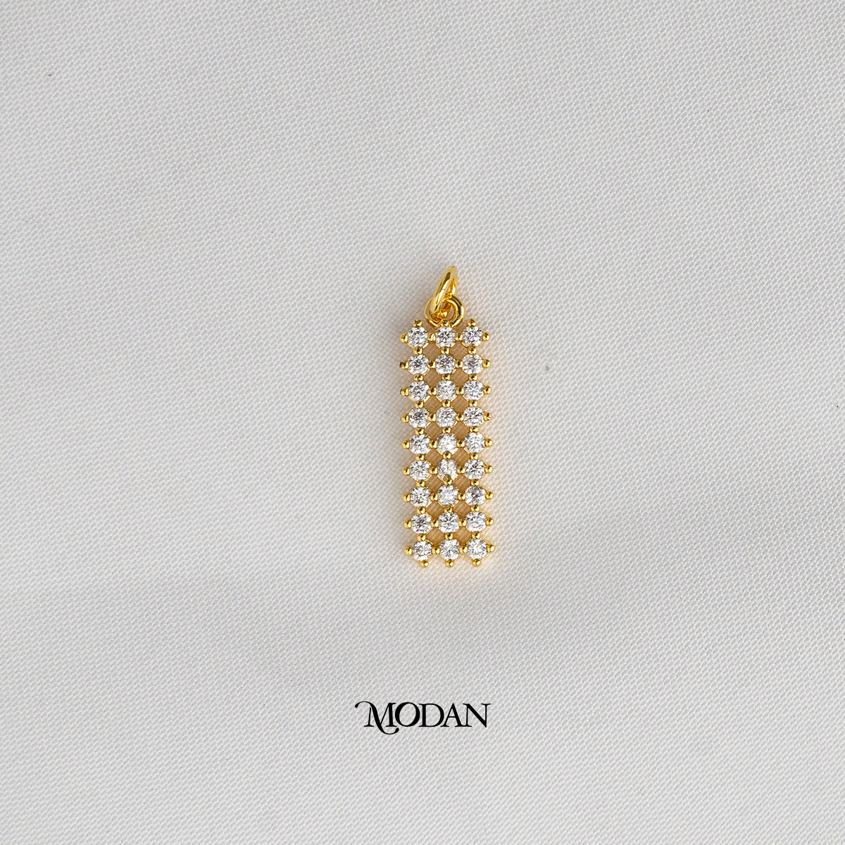 Clear, Green Geometric Rectangular Bar DIY Charm Liontin Persegi Panjang Hypoallergenic Gold Plated