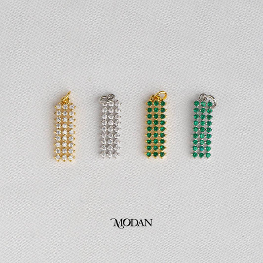 Clear, Green Geometric Rectangular Bar DIY Charm Liontin Persegi Panjang Hypoallergenic Gold Plated