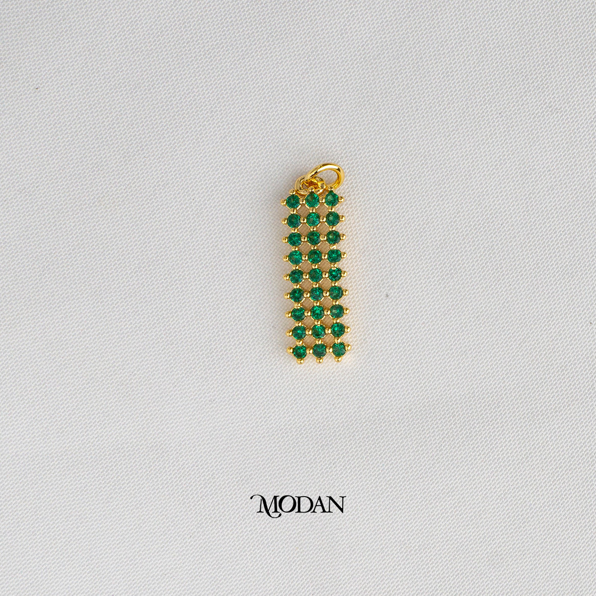 Clear, Green Geometric Rectangular Bar DIY Charm Liontin Persegi Panjang Hypoallergenic Gold Plated