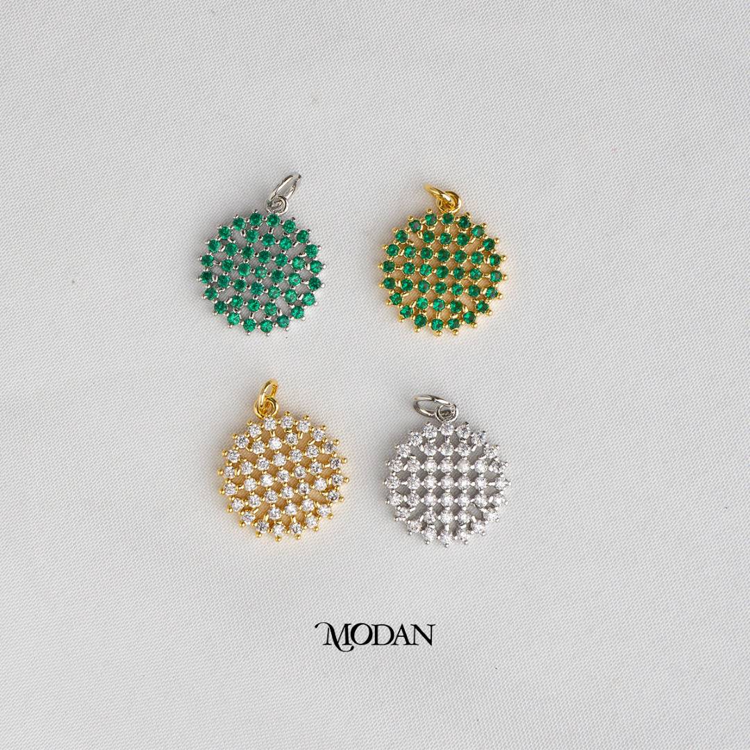 Clear, Green Geometric Circle Bar DIY Charm Liontin Lingkaran Berlian Pasir Hypoallergenic Gold Plated