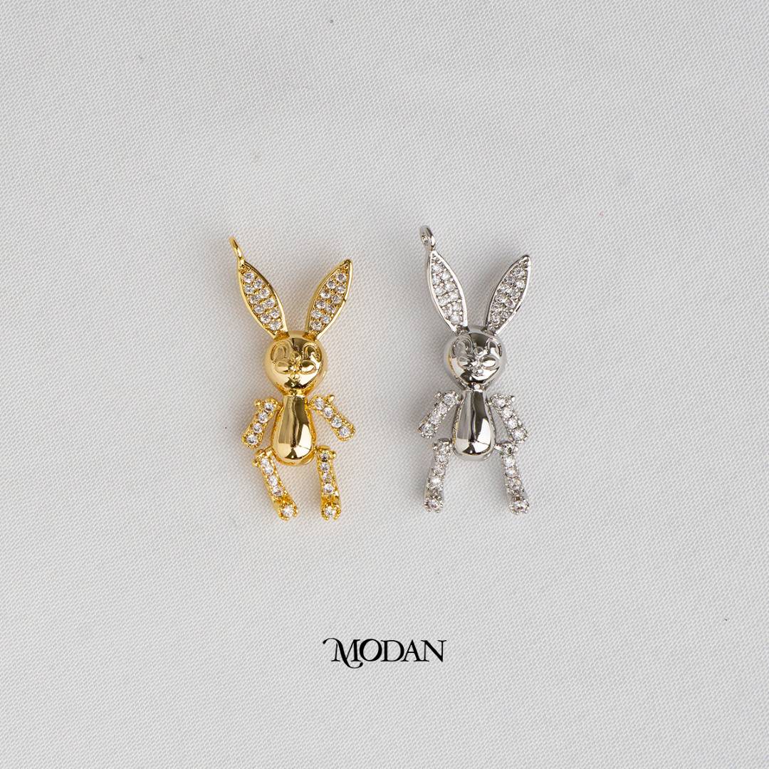 3D Bunny Hare Rabbit Animal DIY Charm Liontin Kelinci Hypoallergenic Gold Plated