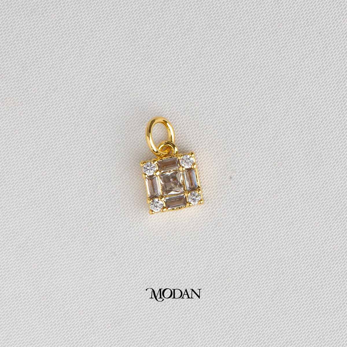 Baguette Square Mini DIY Charm Liontin Klasik Simple Hypoallergenic Gold Plated