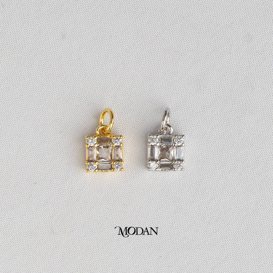 Baguette Square Mini DIY Charm Liontin Klasik Simple Hypoallergenic Gold Plated