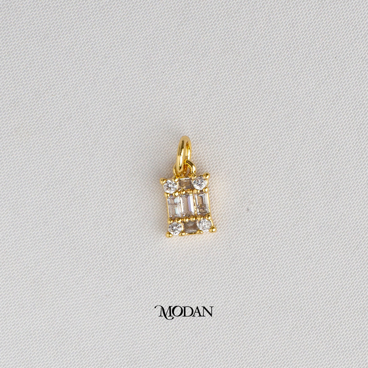 Baguette Rectangular DIY Charm Liontin Simple Hypoallergenic Gold Plated
