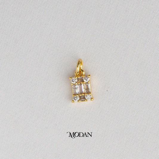 Baguette Rectangular DIY Charm Liontin Simple Hypoallergenic Gold Plated