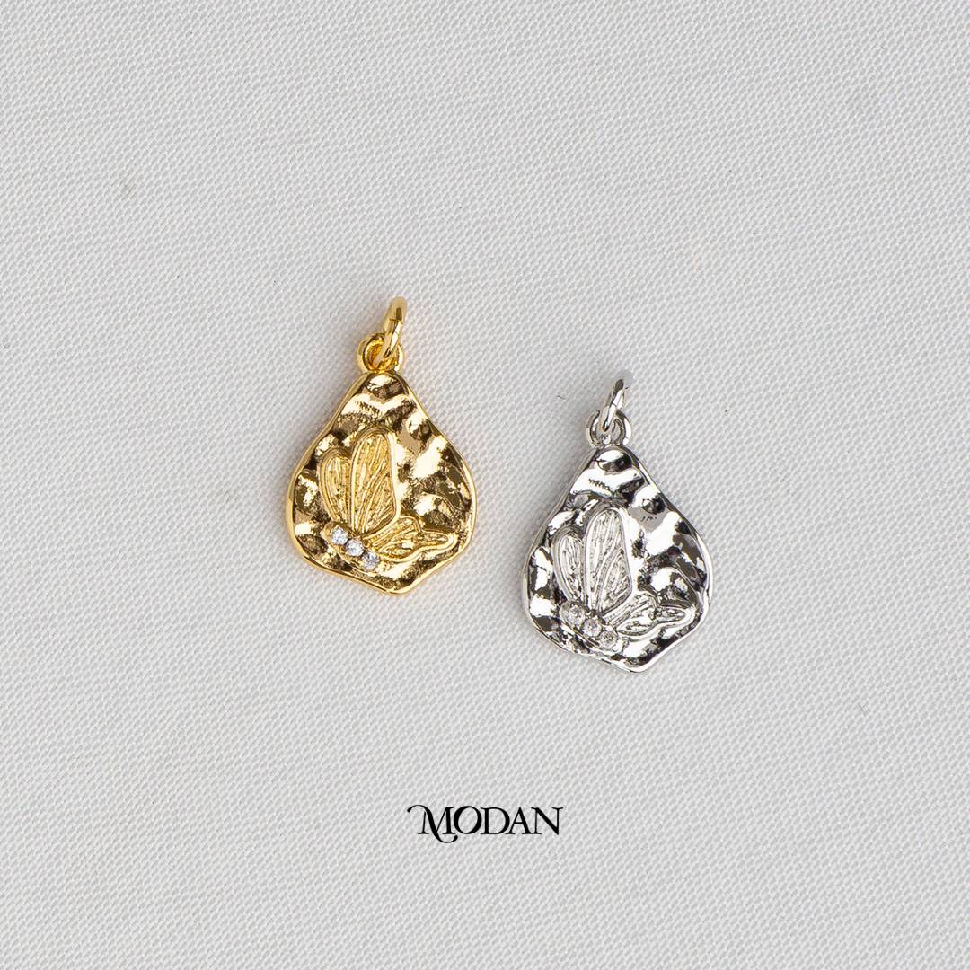 Abstract Butterfly Mariposa Hammered Animal DIY Charm Liontin Kupu - Kupu Hypoallergenic Gold Filled