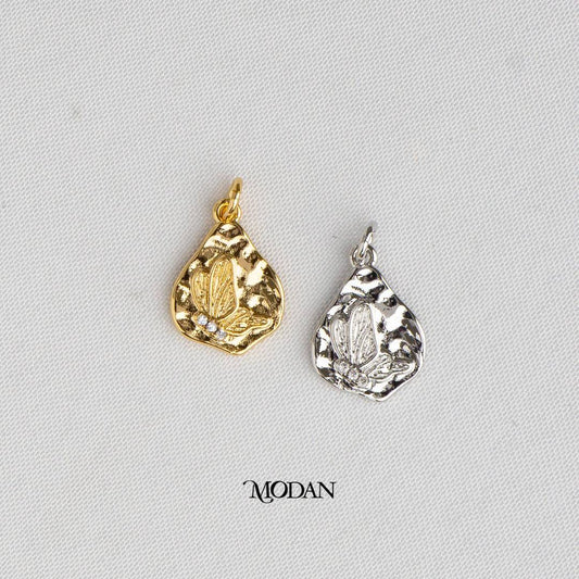 Abstract Butterfly Mariposa Hammered Animal DIY Charm Liontin Kupu - Kupu Hypoallergenic Gold Filled