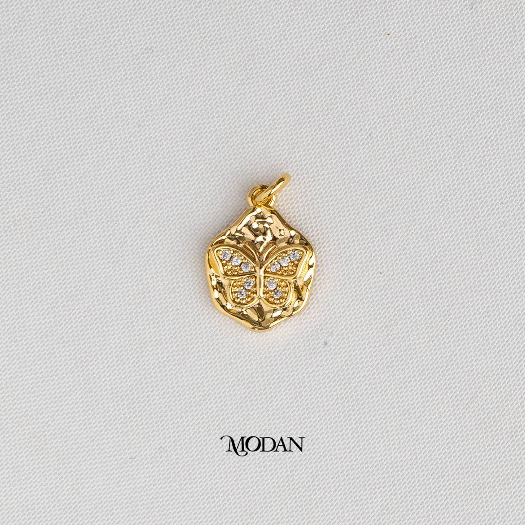 Butterfly Mariposa Hammered Animal DIY Charm Liontin Kupu - Kupu Hypoallergenic Gold Filled