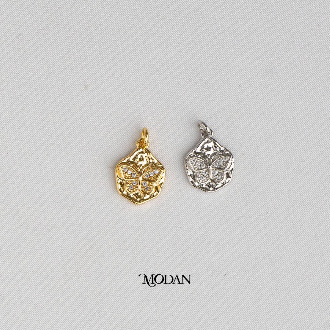 Butterfly Mariposa Hammered Animal DIY Charm Liontin Kupu - Kupu Hypoallergenic Gold Filled
