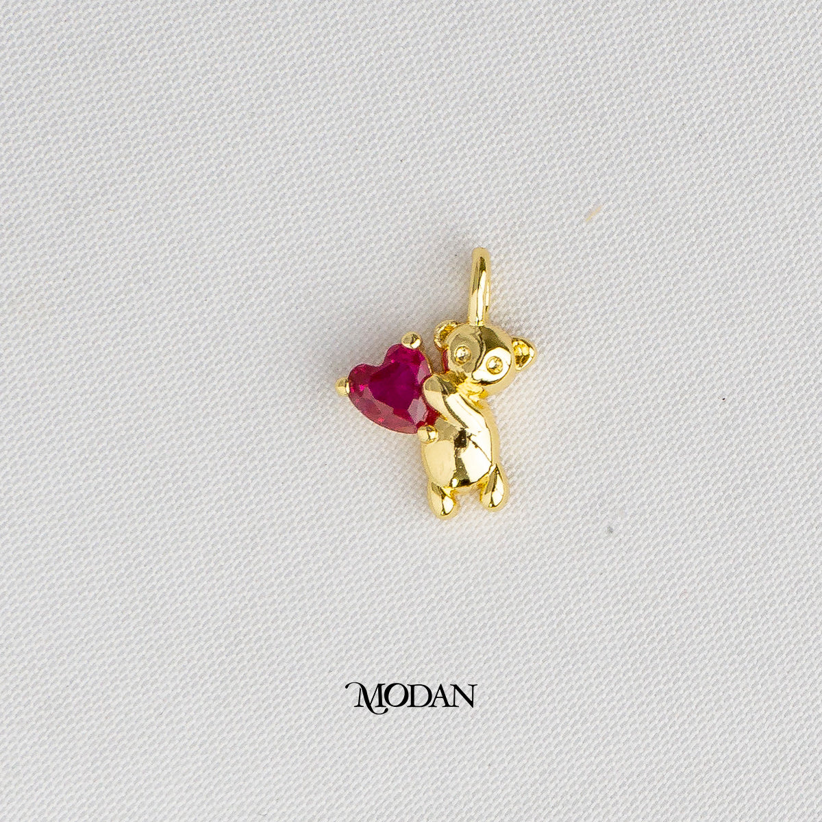 Fuchsia Heart Teddy Bear Animal DIY Charm Liontin Beruang Hypoallergenic Gold Plated