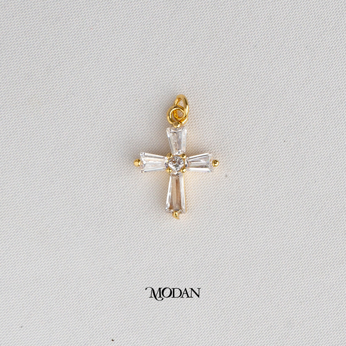 Religious Cross Baguette Pendant DIY Charm Liontin Salib Hypoallergenic Gold Plated