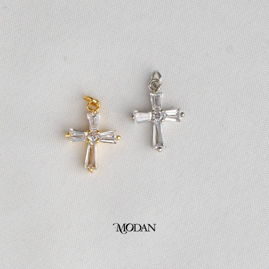 Religious Cross Baguette Pendant DIY Charm Liontin Salib Hypoallergenic Gold Plated