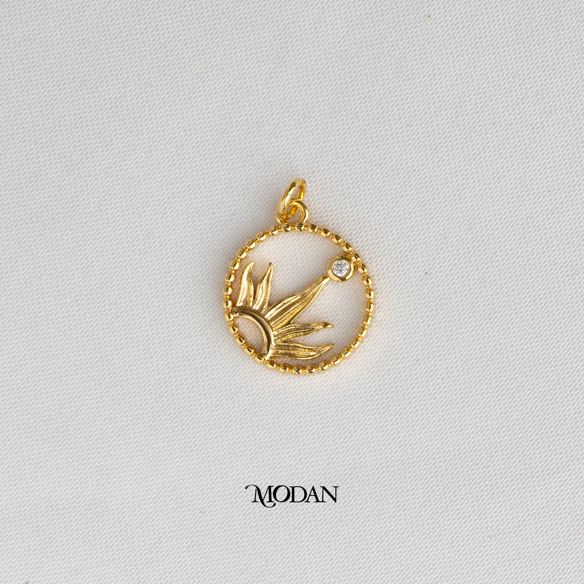 Celestial Sun Round DIY Charm Liontin Matahari Hypoallergenic Gold Plated