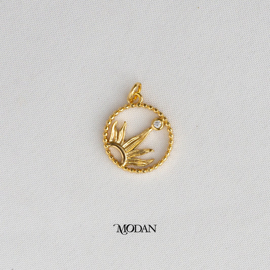 Celestial Sun Round DIY Charm Liontin Matahari Hypoallergenic Gold Plated