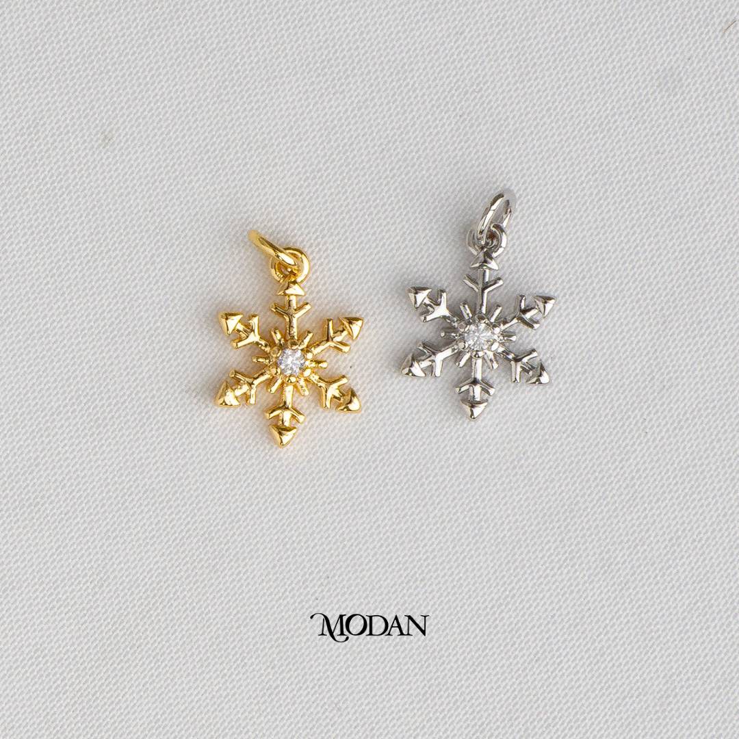 Mini Winter Snowflakes DIY Charm Liontin Salju Hypoallergenic Gold Plated