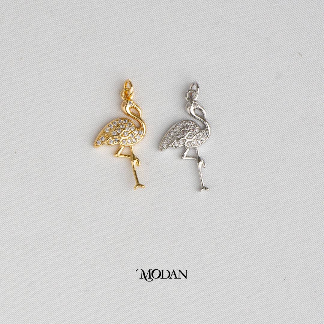 Flamingo Animal DIY Charm Liontin Burung Flamingo Hypoallergenic Gold Plated