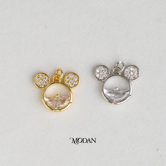 Mouse Zirconia Animal DIY Charm Liontin Tikus Hypoallergenic Gold Plated