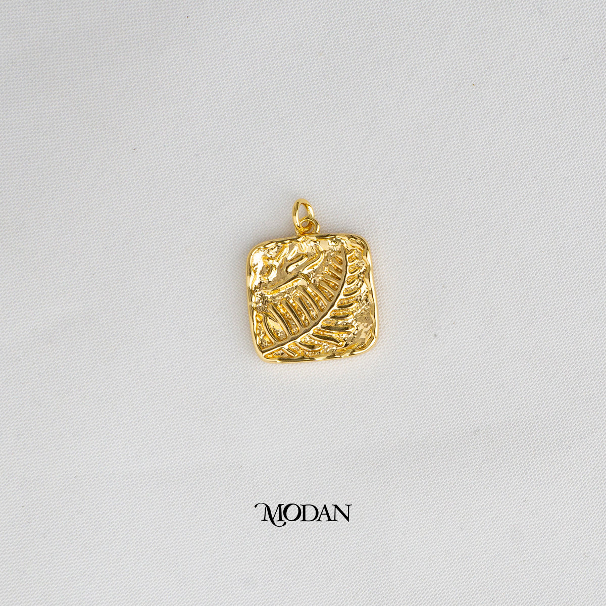 Beach Style Palm Leaf Square DIY Charm Liontin Pohon Pantai Hypoallergenic Gold Plated