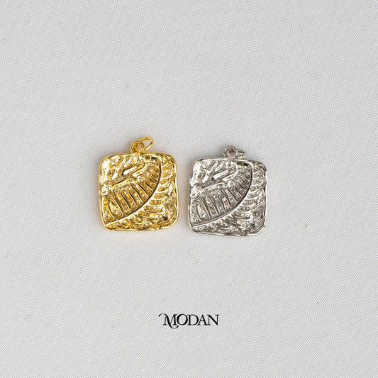 Beach Style Palm Leaf Square DIY Charm Liontin Pohon Pantai Hypoallergenic Gold Plated