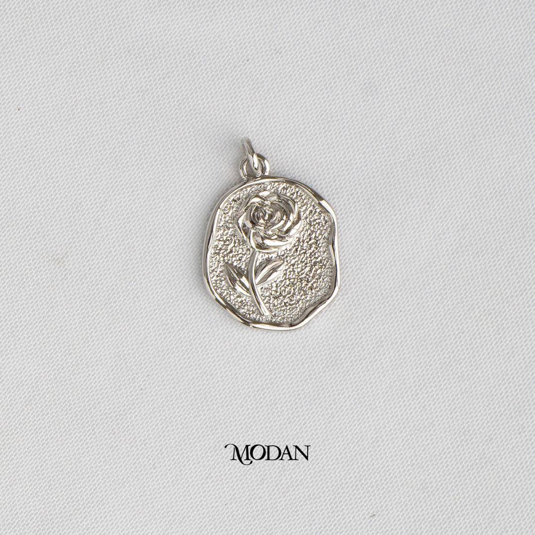 Embossed Rose Flower Irregular Plain Oval DIY Charm Liontin Bunga Mawar Hypoallergenic Gold Filled
