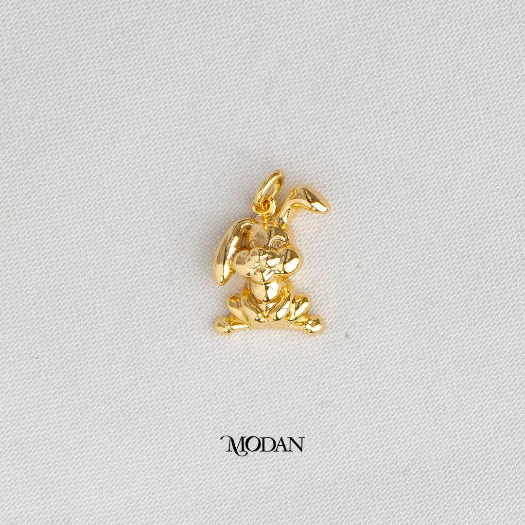 Bunny Rabbit 3D Animal DIY Charm Liontin Kelinci Hypoallergenic Gold Plated