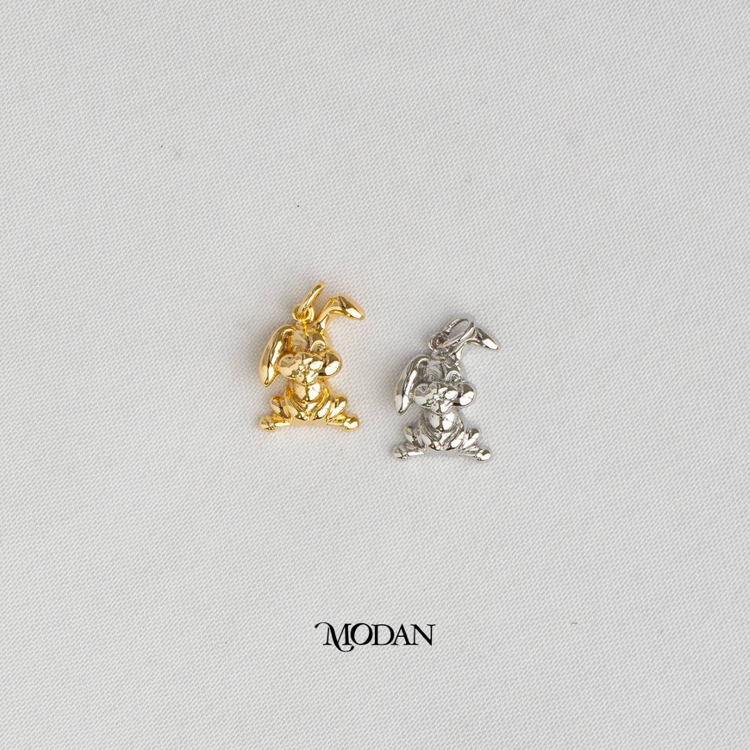 Bunny Rabbit 3D Animal DIY Charm Liontin Kelinci Hypoallergenic Gold Plated