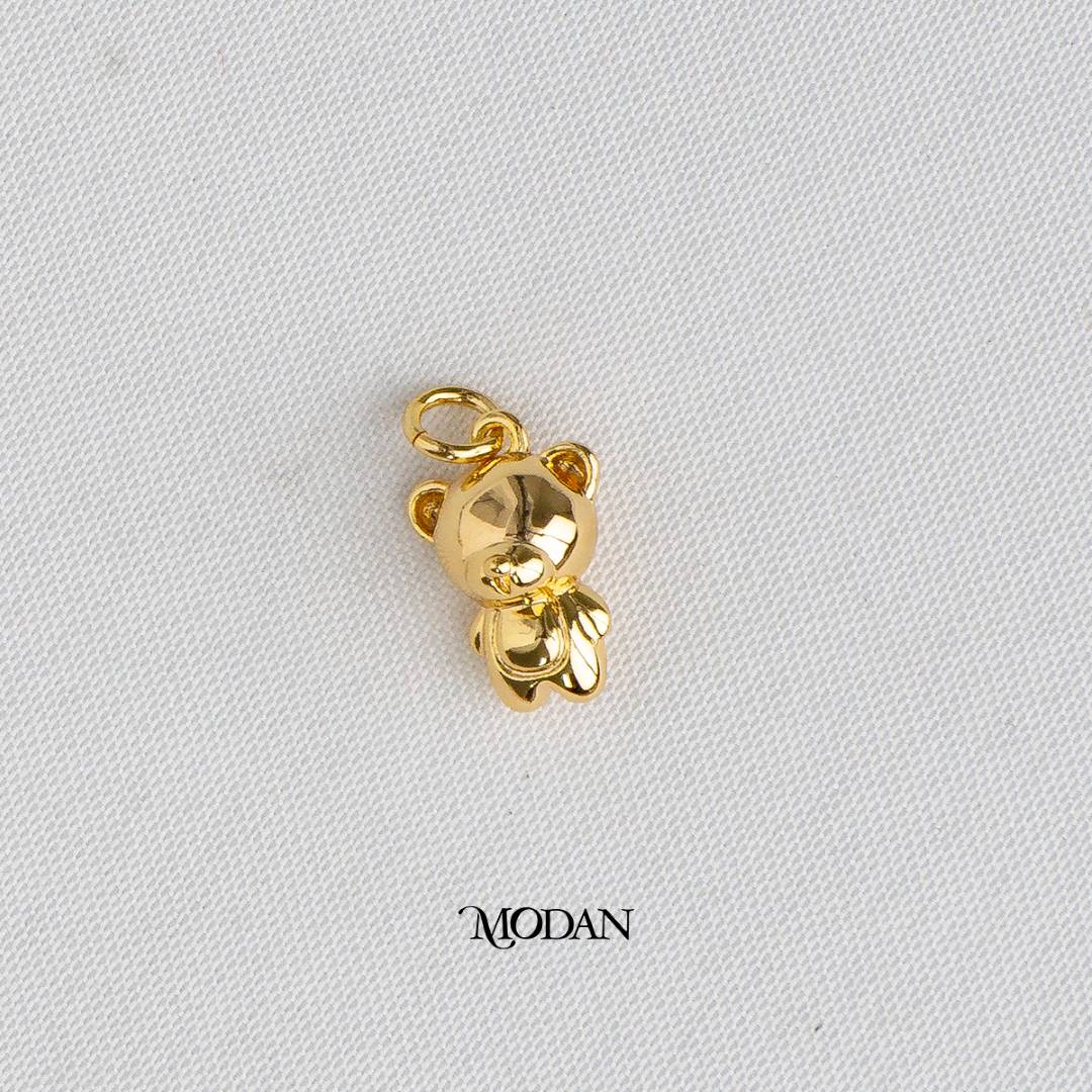 Teddy Bear 3D Animal DIY Charm Liontin Beruang Hypoallergenic Gold Plated