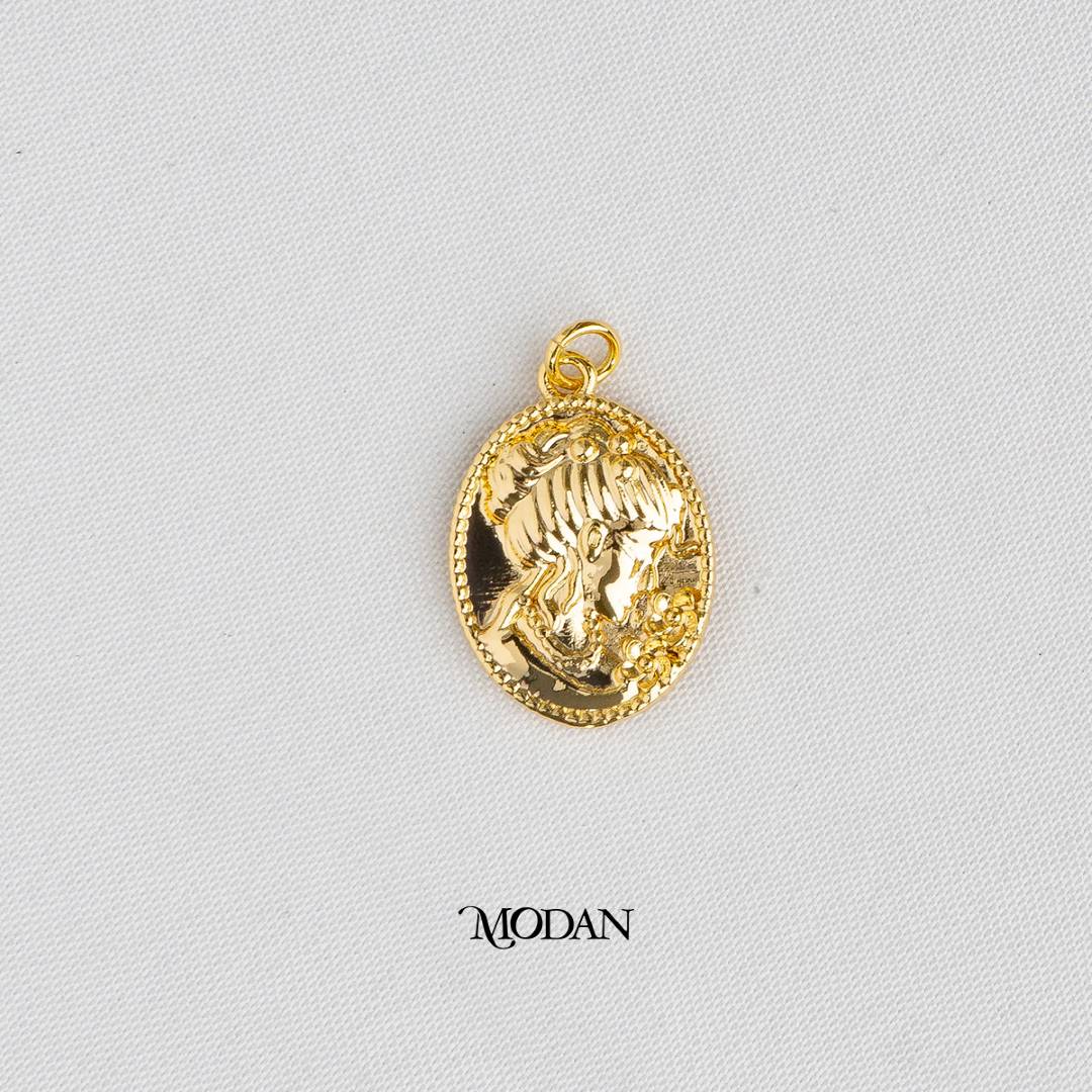 Double Sided Lady Flower Vintage DIY Charm Liontin Perempuan Bunga Hypoallergenic Gold Plated