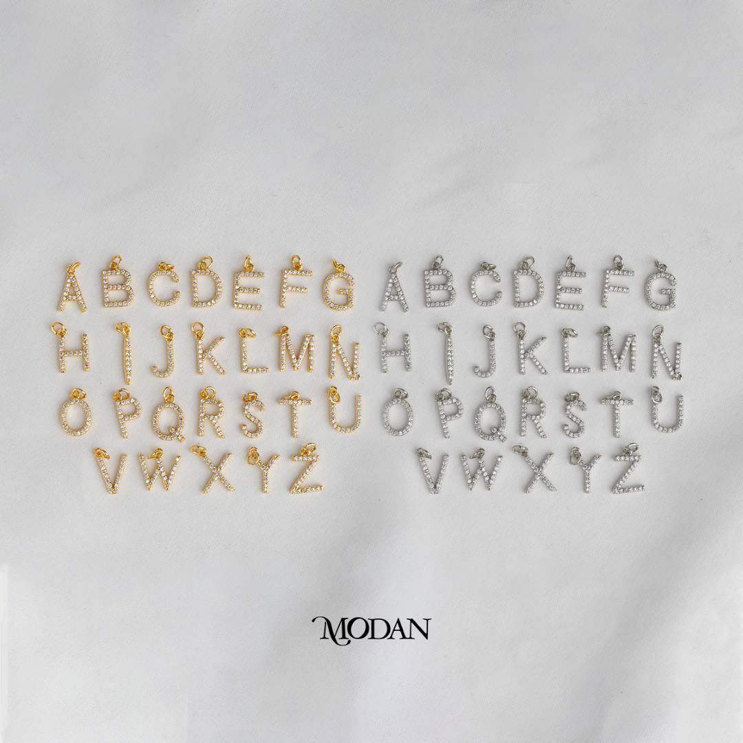 Initial Uppercase Alphabet DIY Charm Liontin Huruf Hypoallergenic Gold Plated