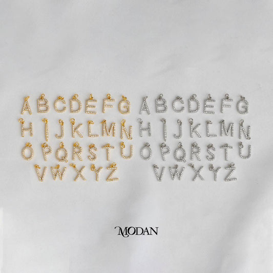 Initial Uppercase Alphabet DIY Charm Liontin Huruf Hypoallergenic Gold Plated