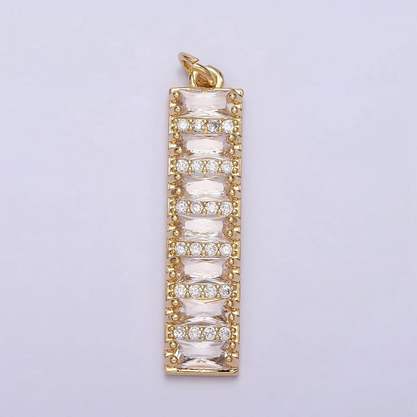 Golden Micro Paved Rectangular Geometric Charm DIY Charm Liontin Berlian Persegi Panjang Hypoallergenic Gold Filled