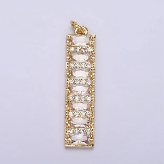 Golden Micro Paved Rectangular Geometric Charm DIY Charm Liontin Berlian Persegi Panjang Hypoallergenic Gold Filled