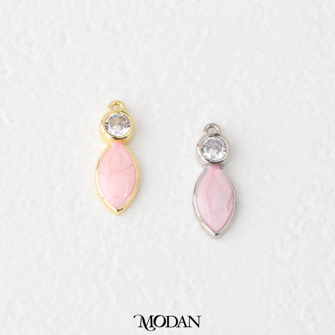 Tiny Enamel Teardrop Charm DIY Liontin Tetes Air Mata Biru Pink Putih