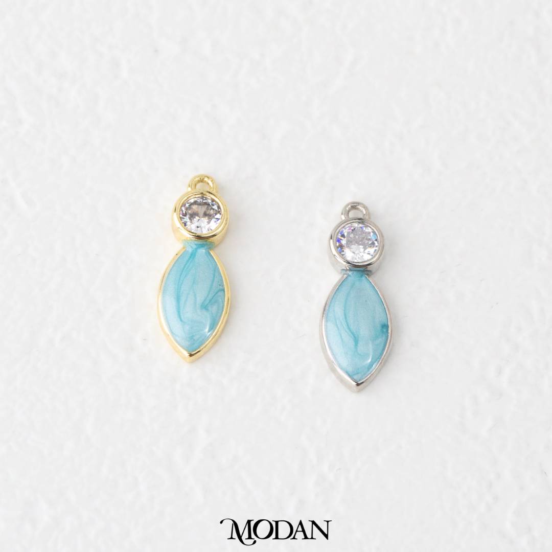Tiny Enamel Teardrop Charm DIY Liontin Tetes Air Mata Biru Pink Putih