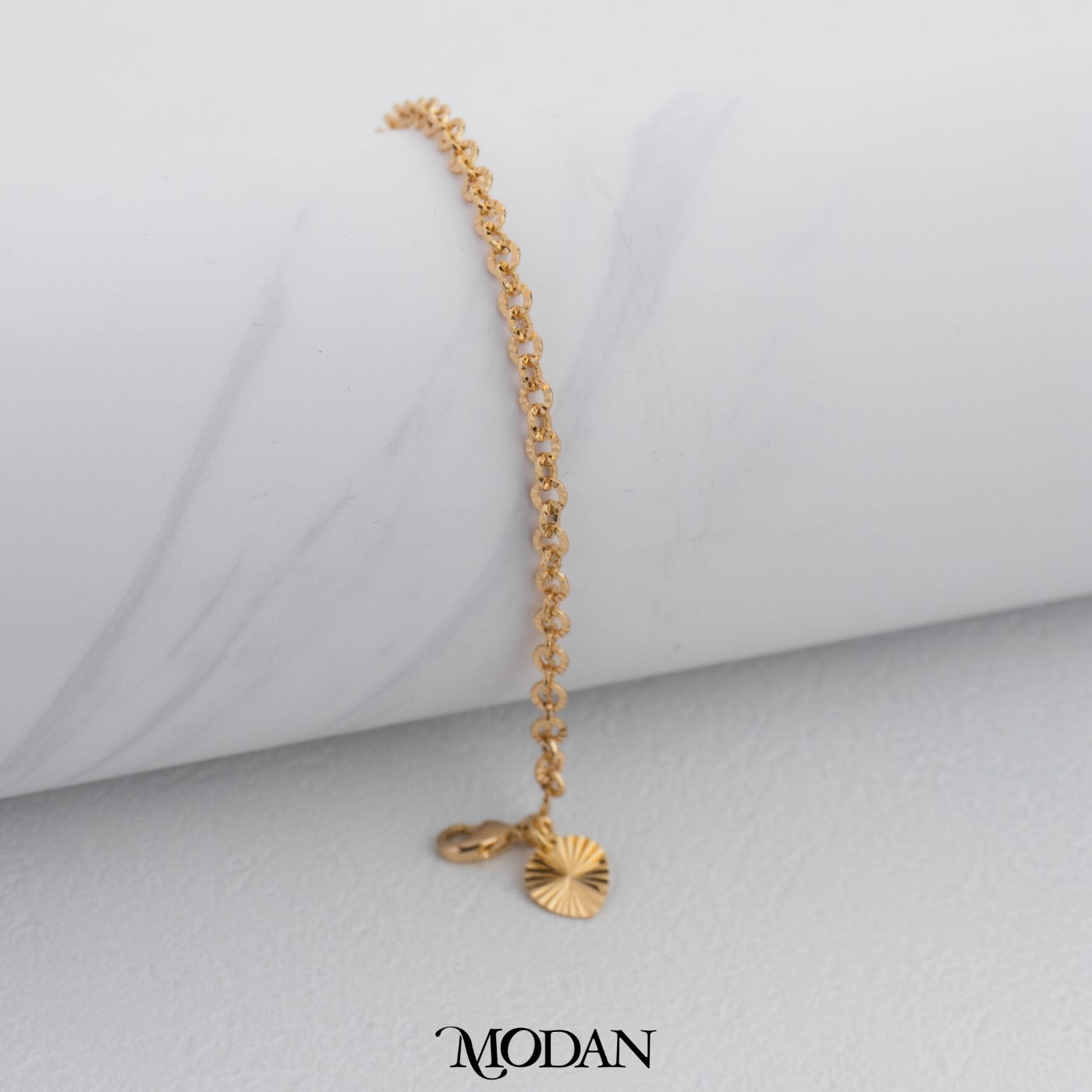 (16.5cm) Dainty Fashionable Love Heart Jingle Bracelet Gelang Hypoallergenic Gold Plated