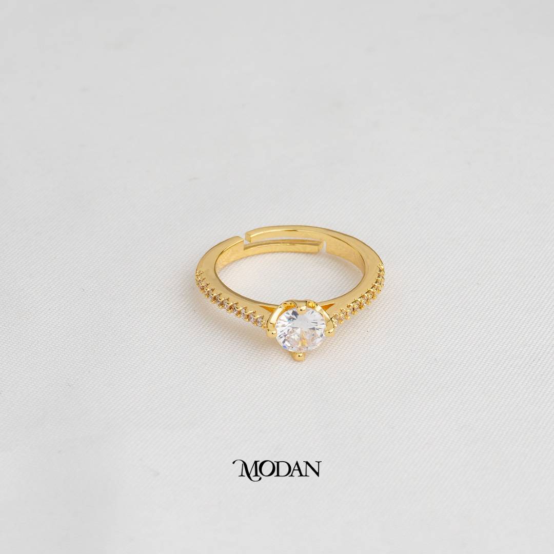 Classic Solitaire Adjustable Ring Cincin Mata Satu Klasik Hypoallergenic Gold Plated