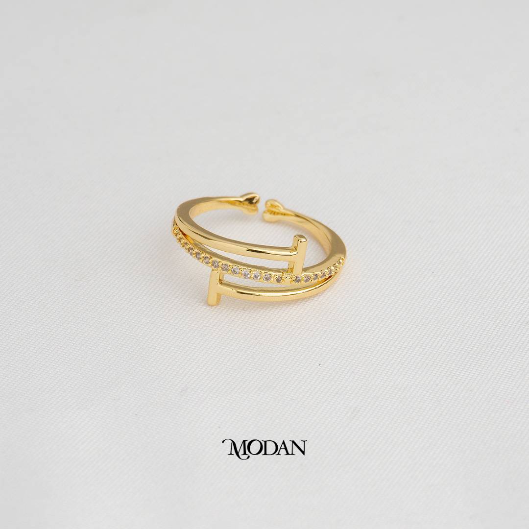 Triple Band Nail Adjustable Ring Cincin 3 Layer Paku Hypoallergenic Gold Plated
