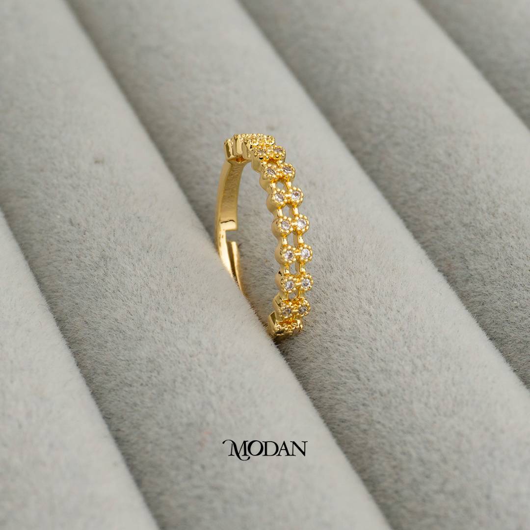 Enchanted Row Adjustable Ring Cincin Barisan Hypoallergenic Gold Plated