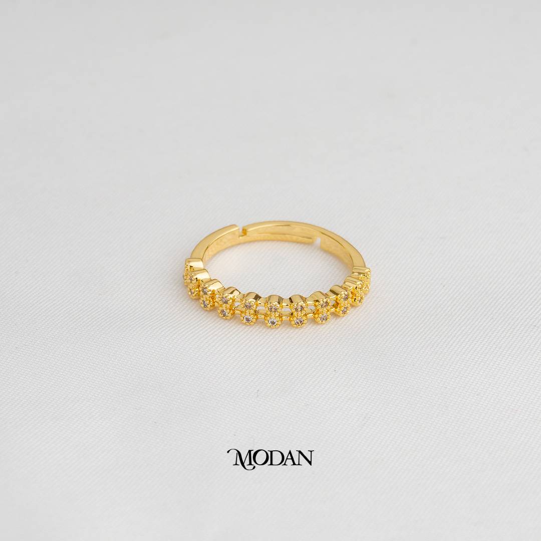 Enchanted Row Adjustable Ring Cincin Barisan Hypoallergenic Gold Plated