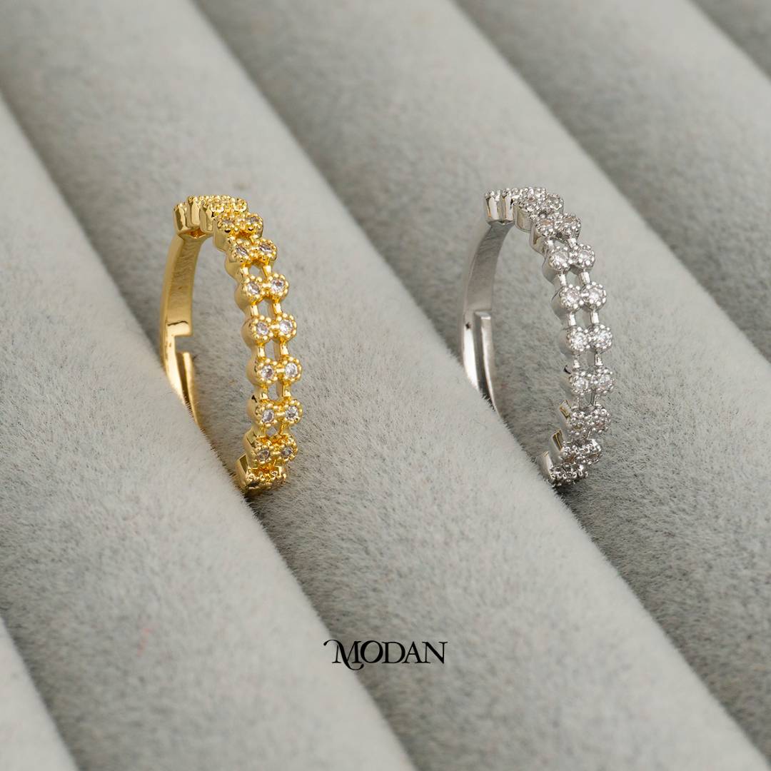 Enchanted Row Adjustable Ring Cincin Barisan Hypoallergenic Gold Plated