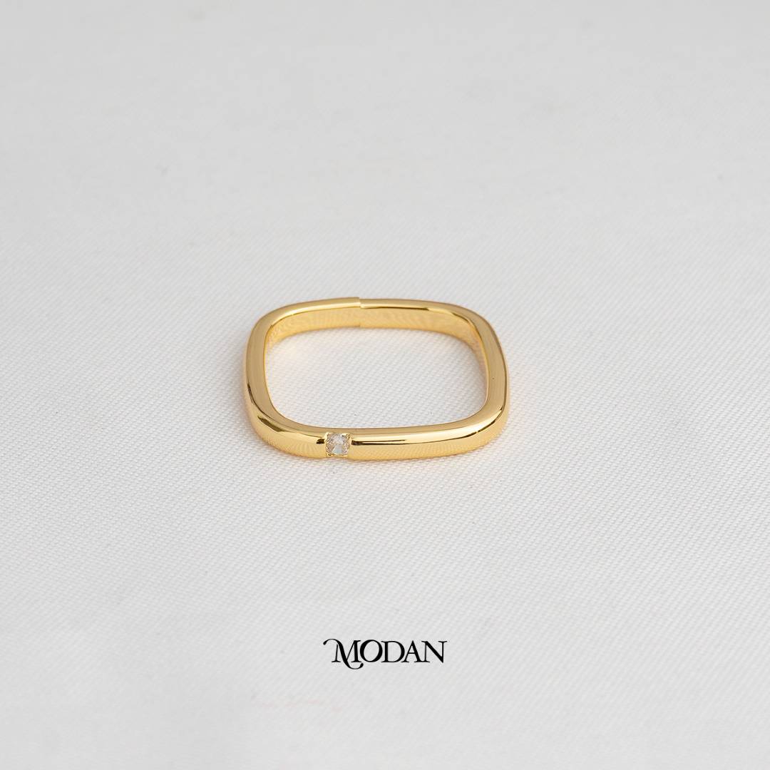 Unique Geometric Square Adjustable Ring Cincin Bentuk Kotak Unik Hypoallergenic Gold Plated