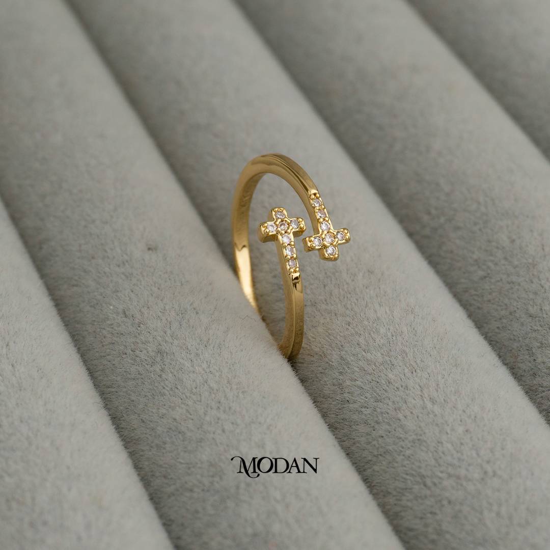 Sacred Cross Adjustable Ring Cincin Salib Suci Hypoallergenic Gold Plated