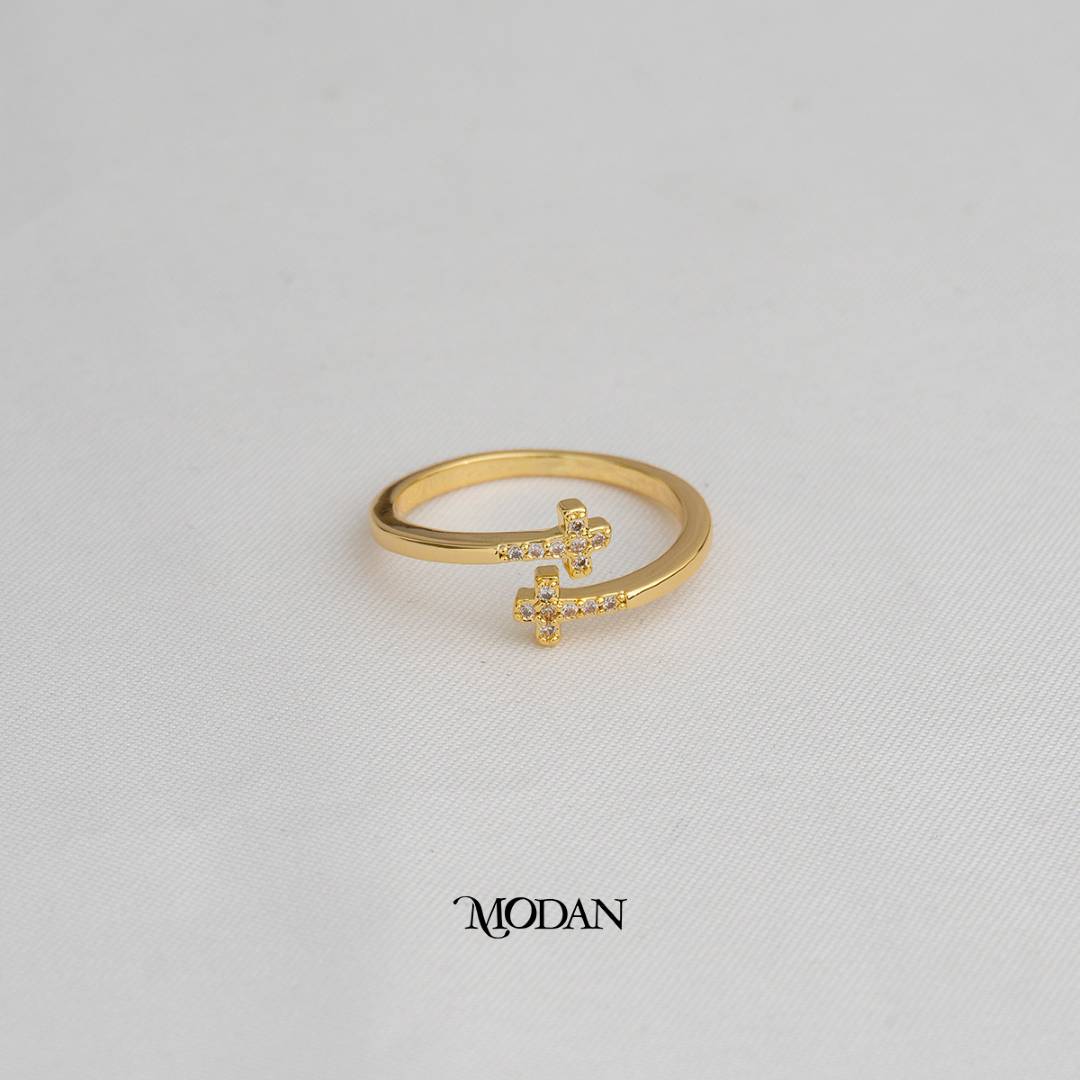 Sacred Cross Adjustable Ring Cincin Salib Suci Hypoallergenic Gold Plated