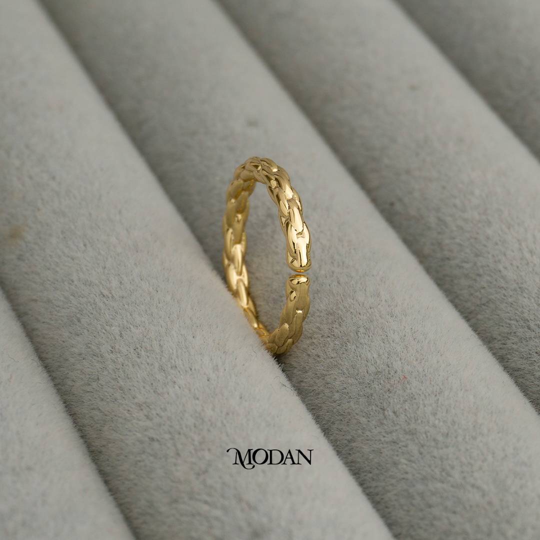 Plain Quilted Texture Adjustable Ring Cincin Tekstur Hypoallergenic Gold Plated