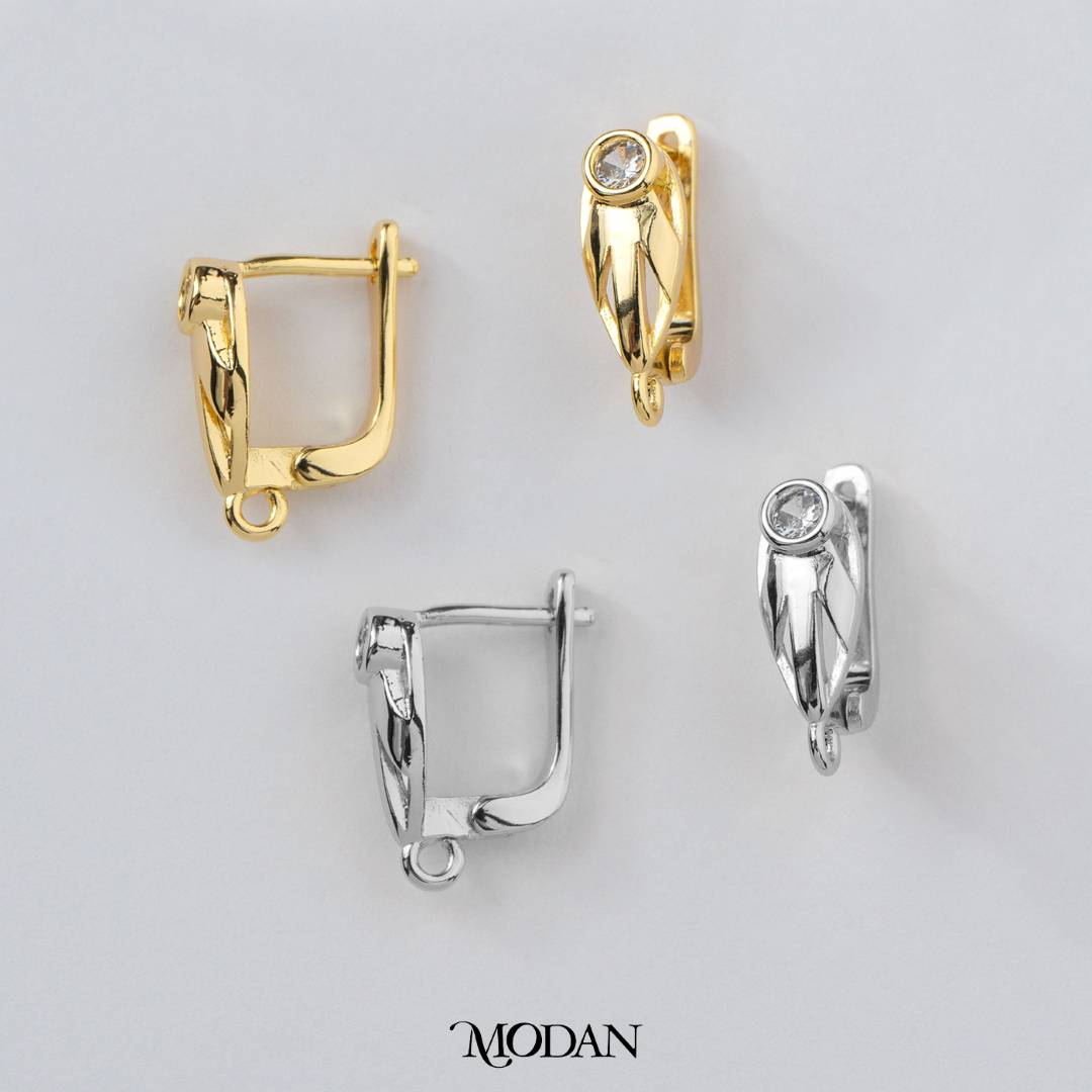 Leaf Shaped English Lock Earrings DIY Earrings Findings Pengait Anting Daun Elegant Unfinished Hypoallergenic Gold Plated